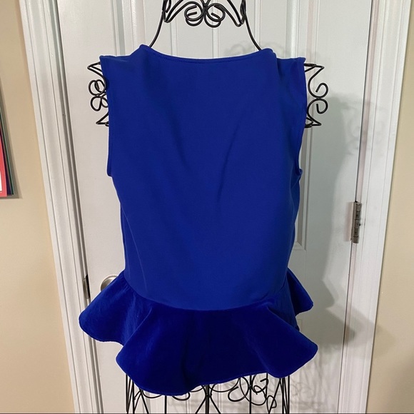 J. CREW Bright Blue Velvet Peplum V-Neck Tank Cami Top SIZE SMALL - Picture 3 of 7